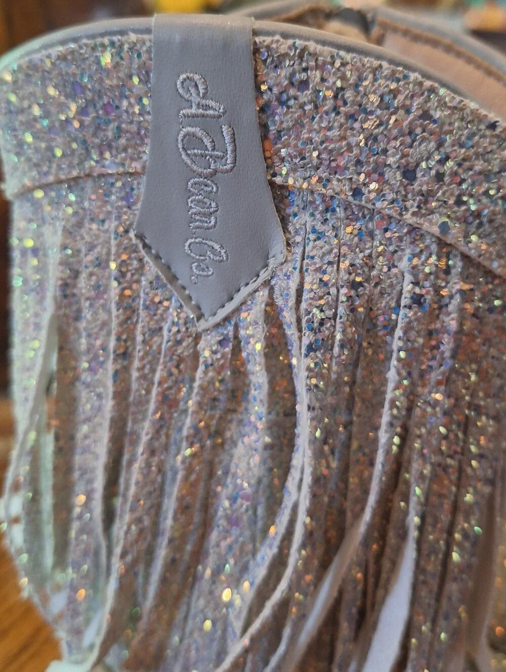 [[A Bear Co.]] Girls Silver Rainbow Glitter Fringe Boots